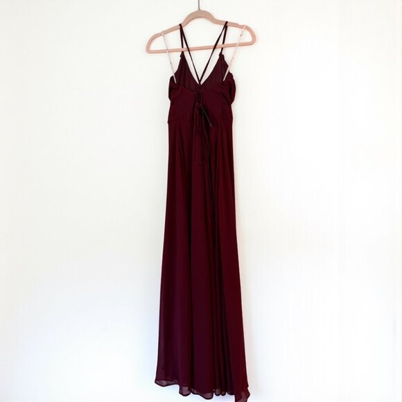 Lulus Event Ready Burgundy Backless Lace-Up Maxi Dress Size Large - Picture 5 of 8
